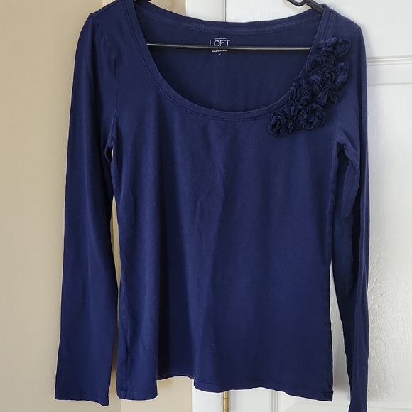 LOFT Women's Navy Blue Long Sleeve Top, Medium - Picture 1 of 4